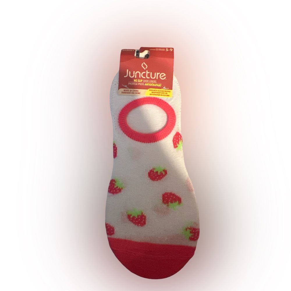 Juncture White and Red Strawberry Socks NWT